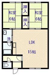 グローリアス(2LDK/1階)の間取り写真