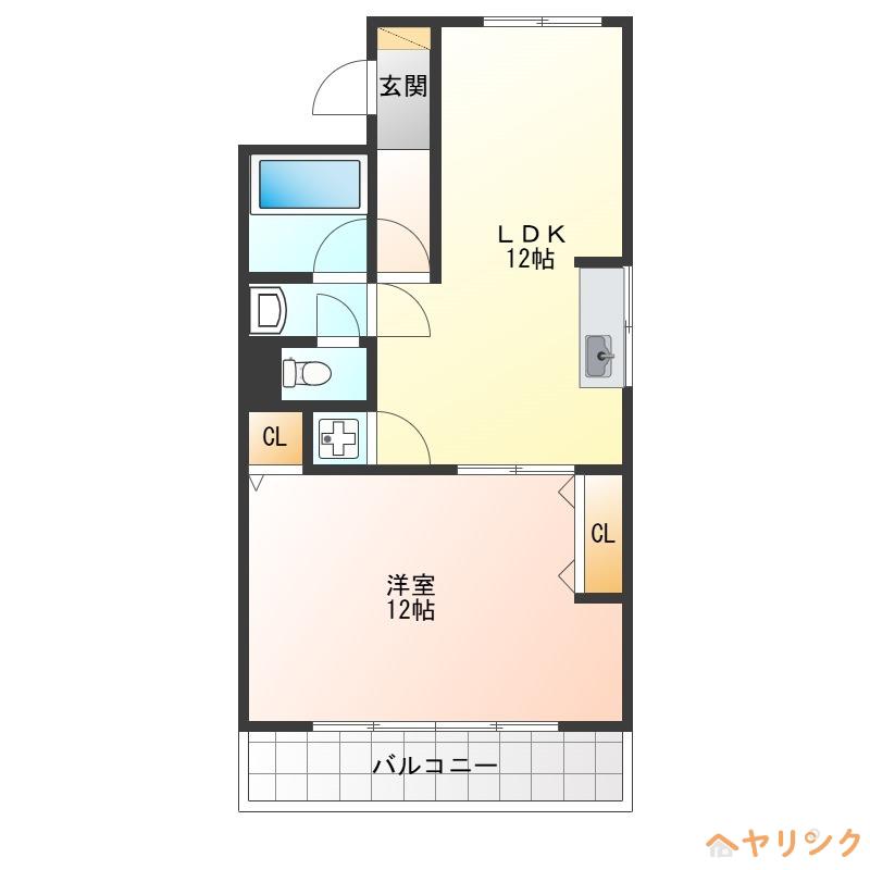 エステート四軒家(1LDK/3階)の間取り写真
