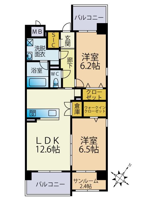 ブレス筑紫通北(2SLDK/3階)の間取り写真