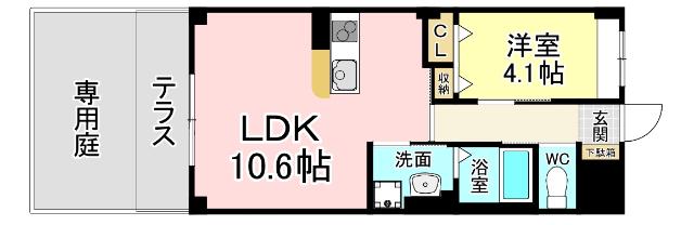 門司区松原アパート(1LDK/1階)の間取り写真