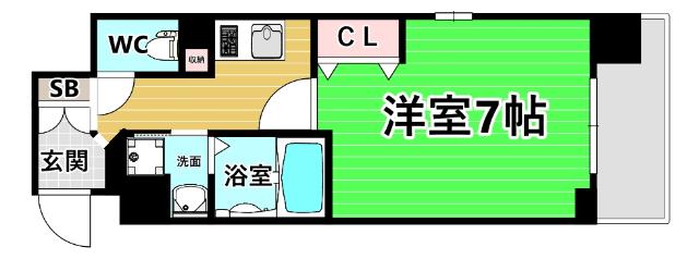レジュールアッシュURBAN BAY(1K/4階)の間取り写真