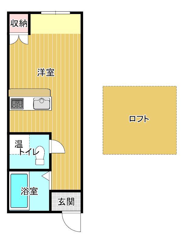 ノースシティ上木戸(ワンルーム/2階)の間取り写真