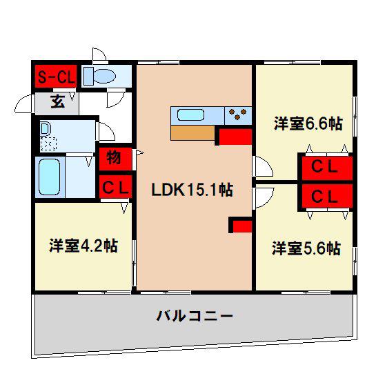 きららハイム下大利(3LDK/2階)の間取り写真