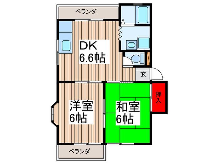 メゾンドール3(2DK/2階)の間取り写真