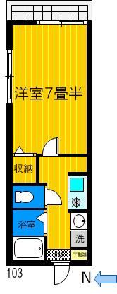 グリーンハイム(1K/2階)の間取り写真