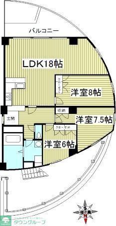 クリスタルタワー(3LDK/8階)の間取り写真