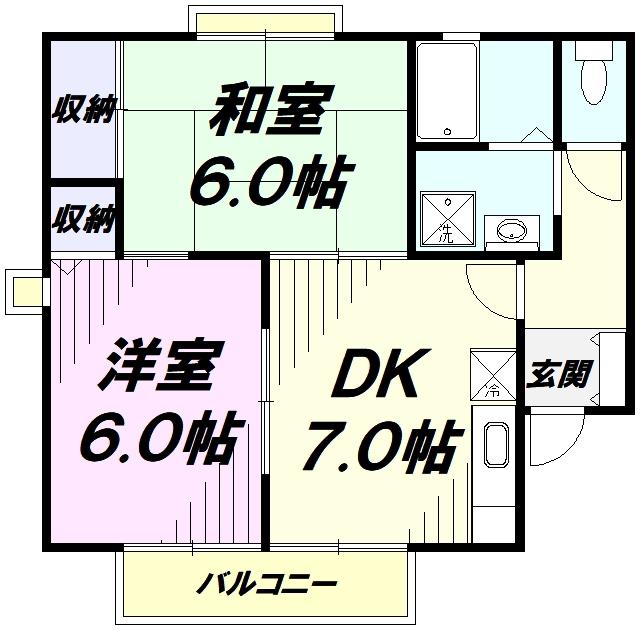 グラース壱番館(2DK/1階)の間取り写真