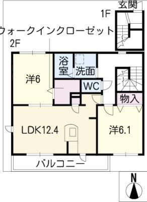 LE CIEL(2LDK/2階)の間取り写真