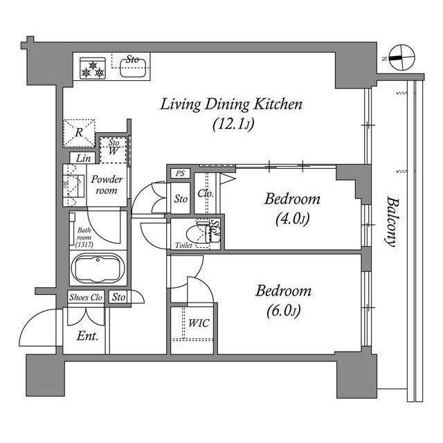 OPUS RESIDENCE UENO MOTOASAKUSA(2LDK/6階)の間取り写真