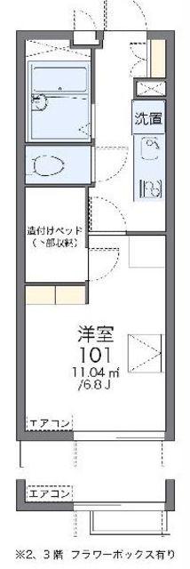 レオパレスセイント東砂(1K/3階)の間取り写真