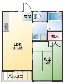 MP館 蒼い月(1LDK/1階)の間取り写真