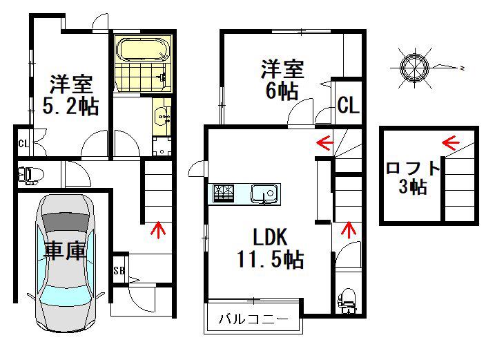 エルヴェ(2SLDK/1階)の間取り写真