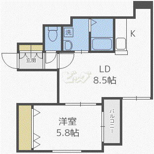 ライトニングビル(1LDK/2階)の間取り写真