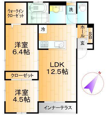 ペルバスト(2LDK/1階)の間取り写真
