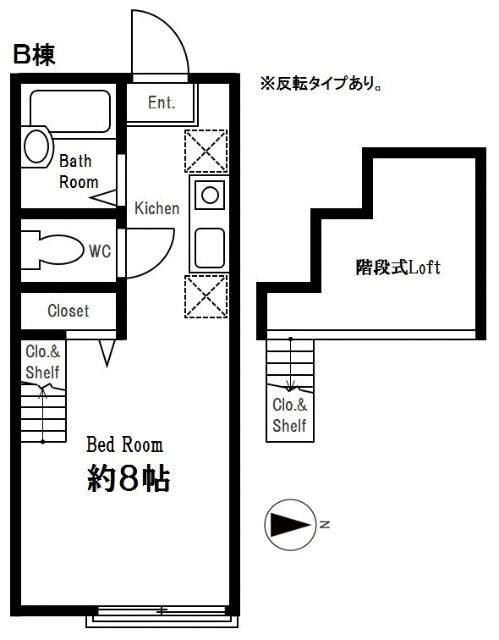 ハーミットクラブハウスパーシーズB(ワンルーム/1階)の間取り写真