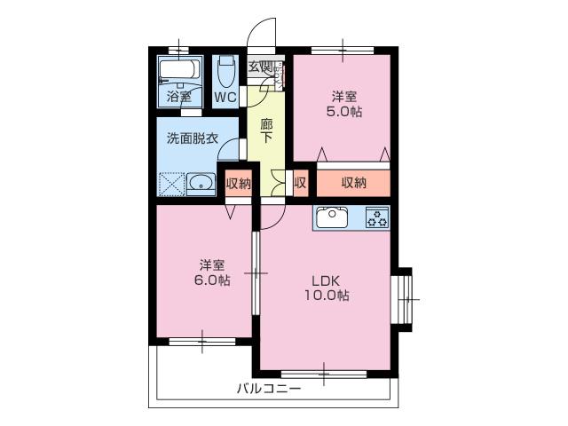 レアールヒルズ香貫(2LDK/3階)の間取り写真
