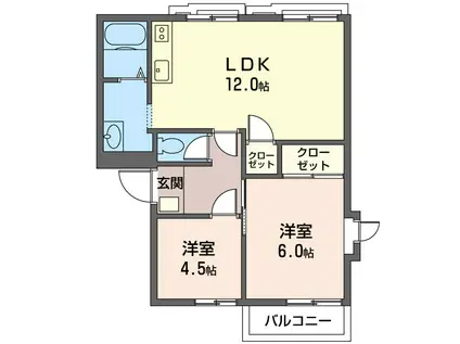 ヴィラ・東石川(2LDK/1階)の間取り写真