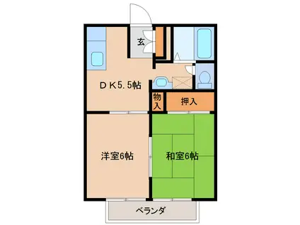 ボヌール(2DK/1階)の間取り写真