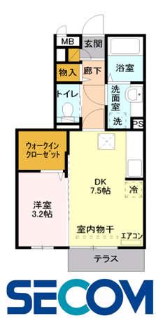 セピアコート(1DK/1階)の間取り写真