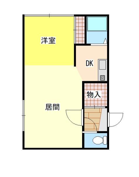 アポロ20(1DK/1階)の間取り写真