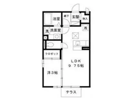 アメニティーB(1LDK/2階)の間取り写真