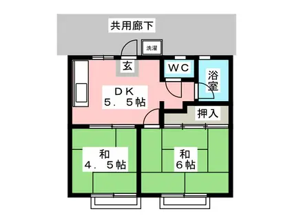 白百合ハウス(2DK/1階)の間取り写真