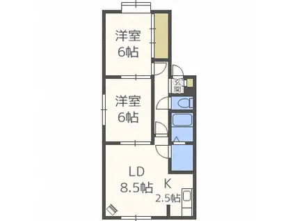 メイユール星野(2LDK/1階)の間取り写真