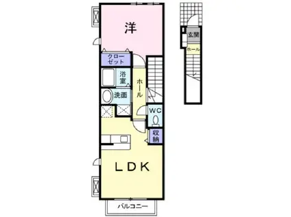 エスポワールIII(1LDK/2階)の間取り写真