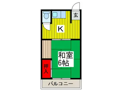 ＪＲ京浜東北線 川口駅 徒歩15分 2階建 築54年(1K/2階)の間取り写真