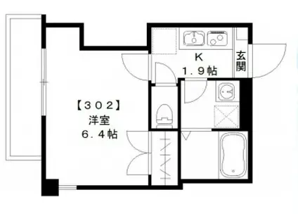 ディアマンテス新宿(1K/3階)の間取り写真