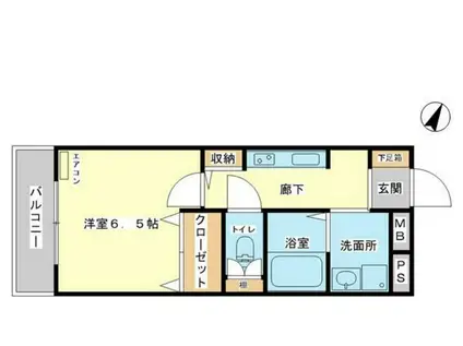 ハイツ中浜(1K/2階)の間取り写真