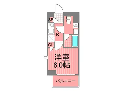 クレイシア横浜ヴェール(1K/4階)の間取り写真