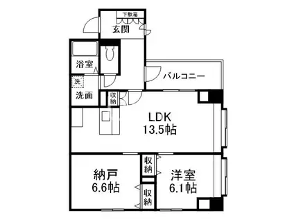 コモド御所南(2LDK/3階)の間取り写真