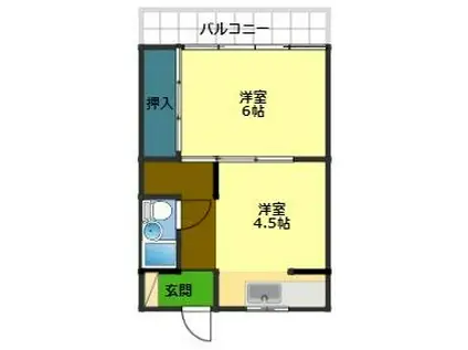 パンダ港町(2K/2階)の間取り写真