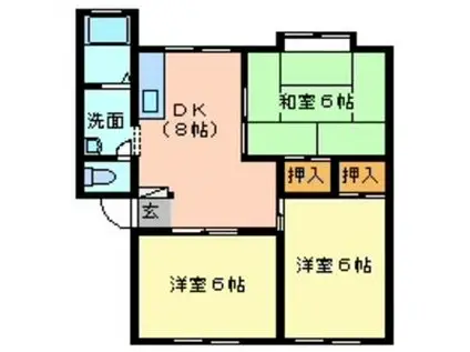 オアシス・KI(3DK/2階)の間取り写真