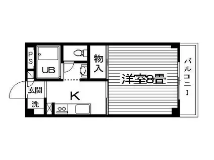 タウンハイツ甲府(1K/1階)の間取り写真