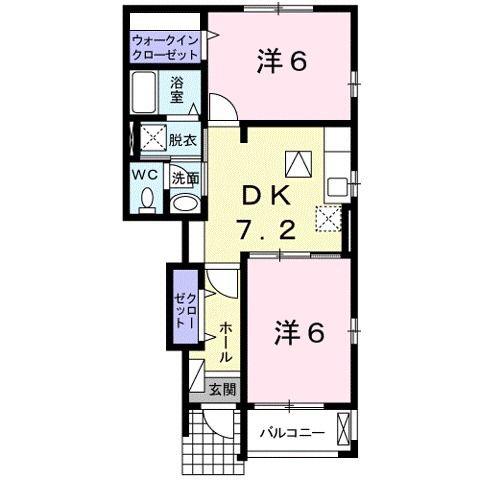 アウローラ(2DK/1階)の間取り写真