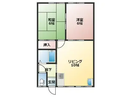 チャートハイツ(2LDK/1階)の間取り写真