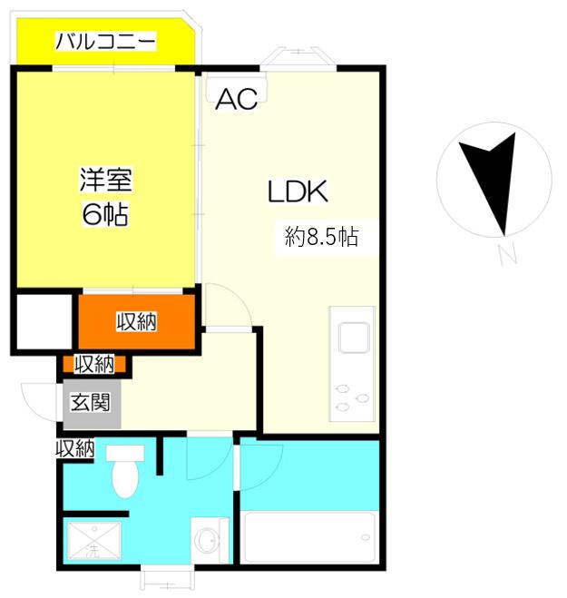タクビル(1LDK/3階)の間取り写真