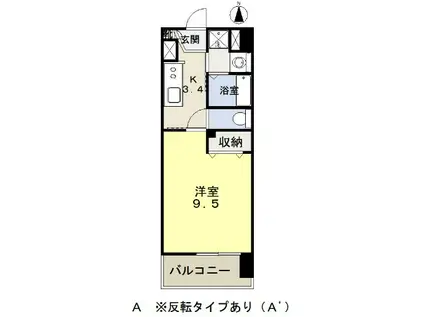 福富GRADEマンション(1K/4階)の間取り写真