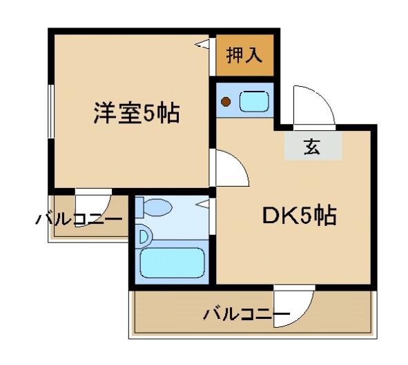 アメニティ新高1番館(1DK/4階)の間取り写真