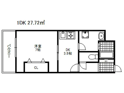 リアライズ羽坂通(1K/7階)の間取り写真