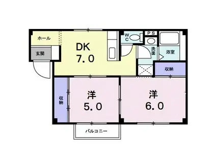 アメニティタウン高洲(2DK/1階)の間取り写真