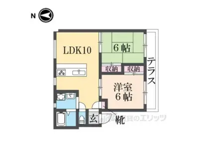 エスポワール平方(2DK/1階)の間取り写真