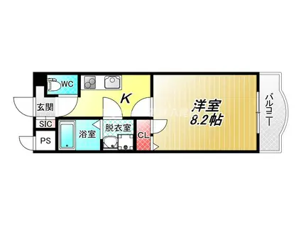 ルミエール八尾II(1K/2階)の間取り写真