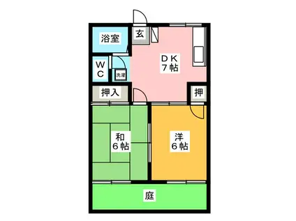 メゾン浅野B(2DK/1階)の間取り写真