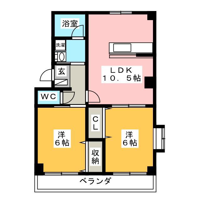 ピュア・エクセレンス(2LDK/2階)の間取り写真