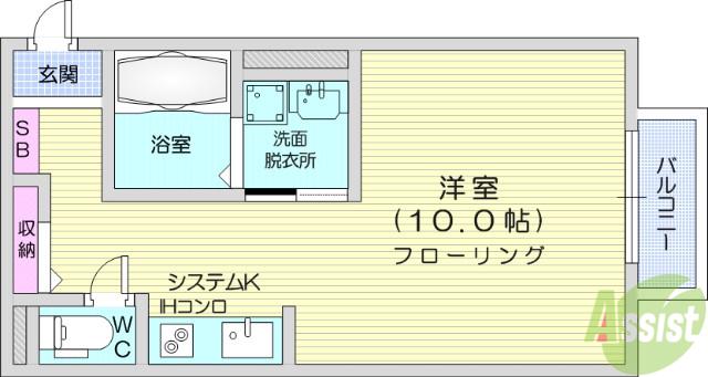 エアフォルク小松島(ワンルーム/2階)の間取り写真
