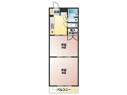 レジデンスピープル(2K/2階)の間取り写真