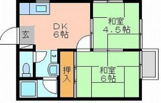 コーポモザン105(2DK/1階)の間取り写真